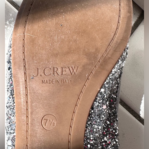J Crew Silver Glitter Lula Ballet Flats Womens 7.5 Shoes - Picture 4 of 8